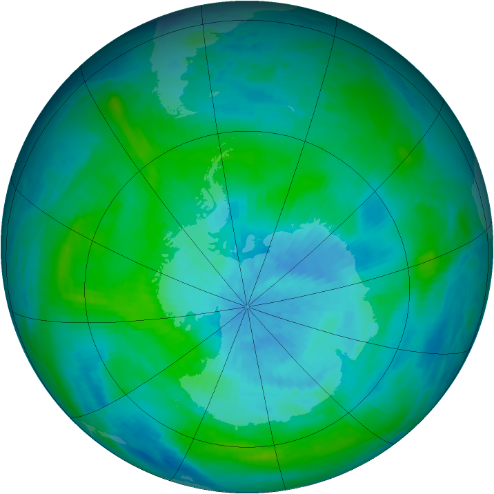 Antarctic ozone map for 02 March 1989